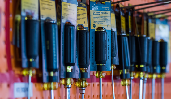 A display of screwdrivers